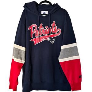 Starter NFL New England Patriots Hoodie Sweatshirt Spellout Logo Mens 3XL